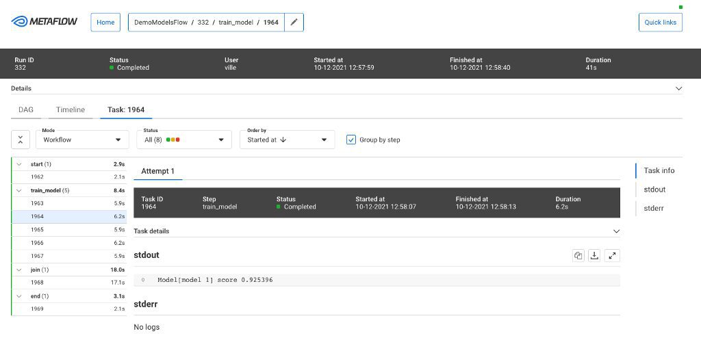 Metaflow Dashboard