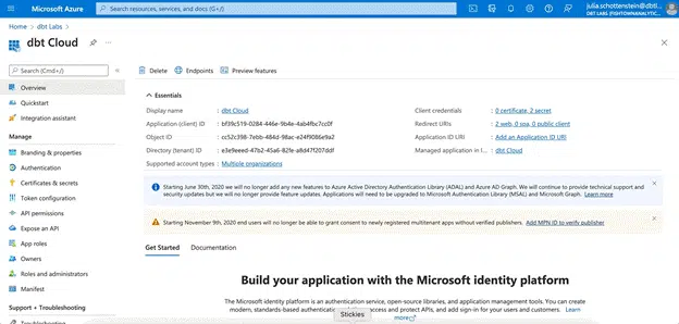 Screenshot image - Modify the redirect URI: To add another redirect URI to your Azure AD application for service user authentication