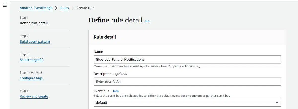 screenshot image: define the rule details by providing a name-you can also give a description